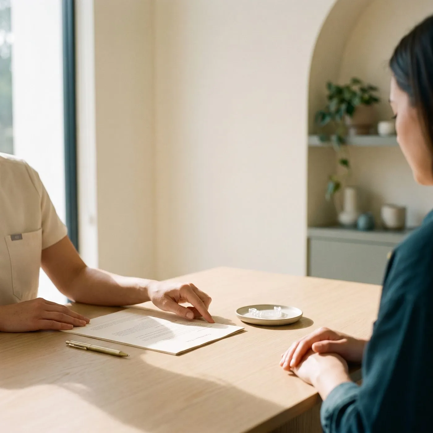 A consultation at a table in a bright room